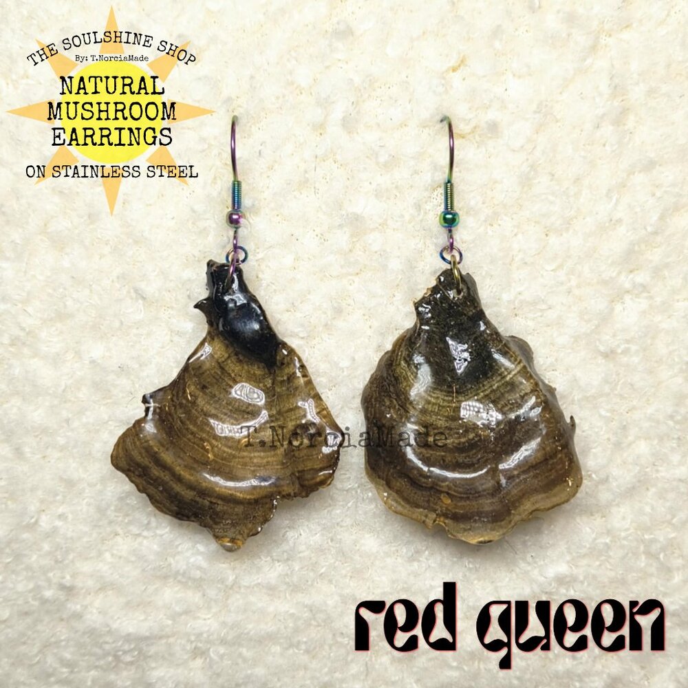 Red Queen Natural Mushroom Earrings